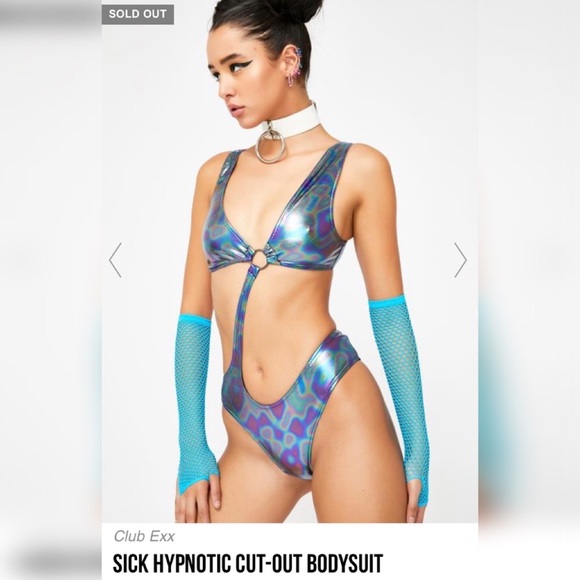 Dolls Kill Hypnotic Cut Out Bodysuit Size Small - Picture 2 of 4